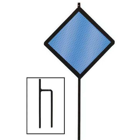 Reflective Driveway Marker, Steel, 5" Width, 48" Height, Blue