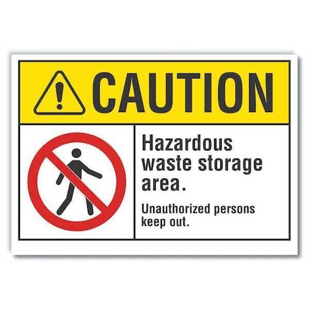 Caution Sign, 7 in H, 10 in W, Non-PVC Polymer, Vertical Rectangle, English, LCU3-0078-ED_10x7