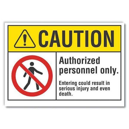 Caution Sign, 10 in H, 14 in W, Non-PVC Polymer, Horizontal Rectangle, English, LCU3-0081-ED_14x10