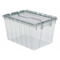 Attached Lid Container, 12 gal Volume Cap., 21 1/2 in L, 15 1/4 in W, 12 1/2 in H, Clear