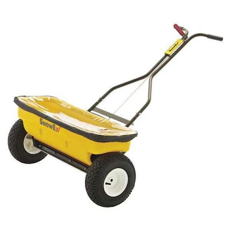 160 lbs Cap Regulated Drop Walk Behind Spreader For Ice Melt & Rock Salt, 28 in Spread, T Handle