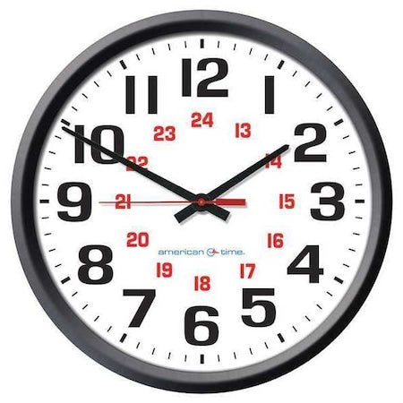 Clock, Black Case, 12/24 hr. Format, 110V