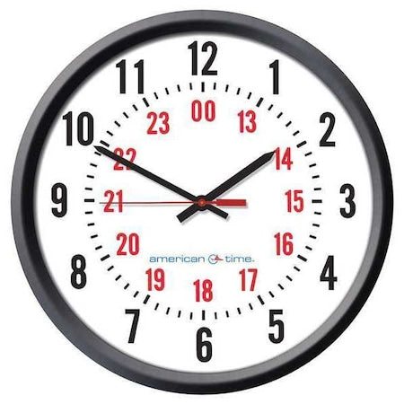 Clock,Blk Case,13-1/4""H,12/24 hr. Format