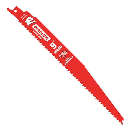Bi-Metal Reciprocating Saw Blade For Nail Embedded Wood, Straight, 4/6 Teeth Per Inch, 9 in L