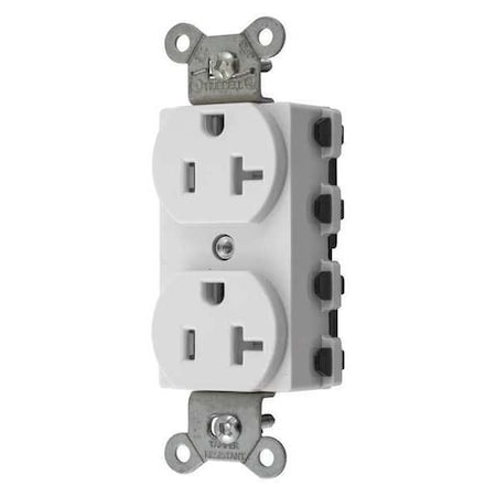 Straight Blade Receptacle, 5-20R, 20 A, 125V AC, 2 Pole, 3 Wire, Flush Mount, Grounded