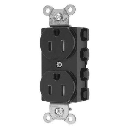 Straight Blade Receptacle, 5-15R, 15 A, 125V AC, 2 Pole, 3 Wire, Flush Mount, Grounded