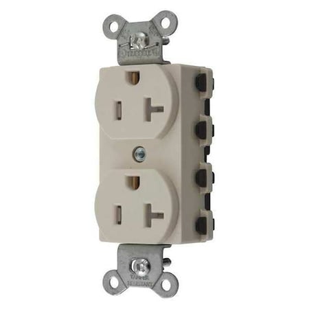 Straight Blade Receptacle, 5-20R, 20 A, 125V AC, 2 Pole, 3 Wire, Flush Mount, Grounded