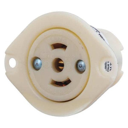 Midget Flanged Locking Receptacle, ML-2R, 15 A, 125V AC, Single Phase, 2 Pole, Surface Mount