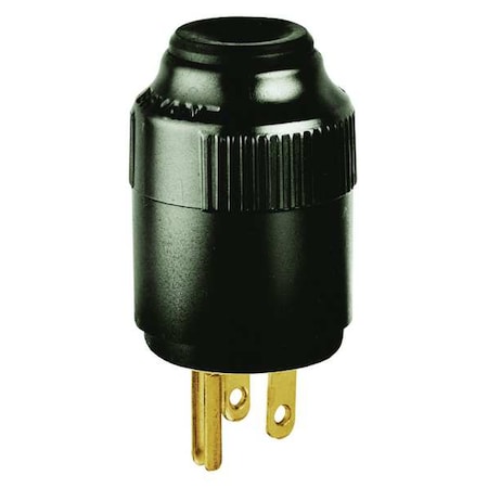 Straight Blade Plug, 5-15P, 15 A, 125V AC, 2 Pole, Screw Terminals, Grounded