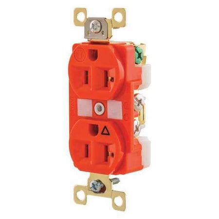 Straight Blade Receptacle, 5-20R, 20 A, 125V AC, 2 Pole, 3 Wire, Flush Mount, Isolated Ground