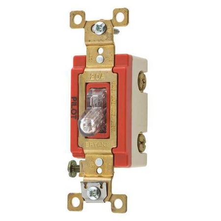 Wall Switch, 1 hp, Toggle, 20 A, Clear