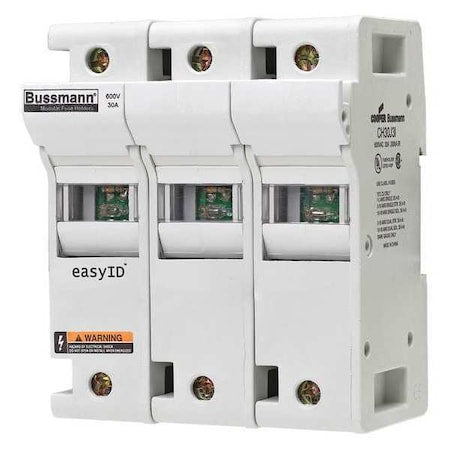 Fuse Holder, 0 to 30A Amp Range, 600V AC/DC Volt Rating, 3 Poles, Box Lug