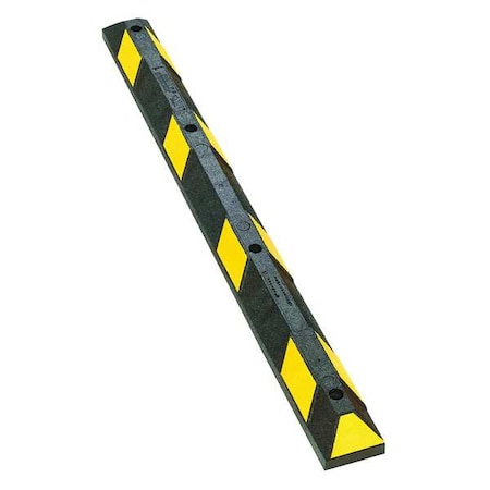Car Stop, Rubber, 4 in Height, 6 ft Length, Black/Yellow