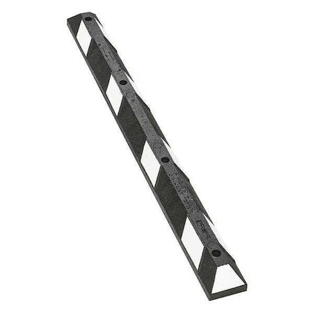 Car Stop, Rubber, 4 in Height, 6 ft Length, Black/White