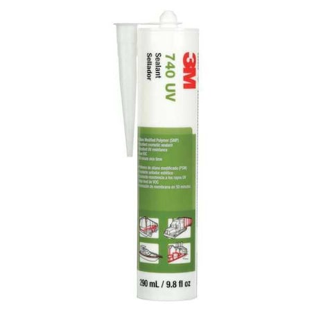 Polymer Adhesive Sealant, 10 oz, Cartridge, Gray, Polymer Base, 740 UV