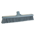 16 in Sweep Face Broom Head, Soft/Stiff Combination, Synthetic, Gray