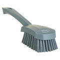 3 in W Scrub Brush, Stiff, 5 57/64 in L Handle, 4 1/2 in L Brush, Gray, Plastic, 10 in L Overall