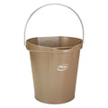 3 1/4 gal Round Bucket, 12 4/5 in Dia, Brown, Polypropylene/Stainless Steel