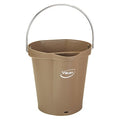 1 1/2 gal Round Bucket, 9 19/32 in Dia, Brown, Polypropylene/Stainless Steel