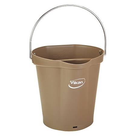 1 1/2 gal Round Bucket, 9 19/32 in Dia, Brown, Polypropylene/Stainless Steel
