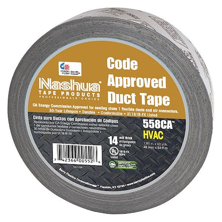 Duct Tape, Silver, 60 yd L, 1-7/8 in W