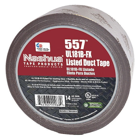 Duct Tape, Silver, 60 yd L, 2-3/4 in W
