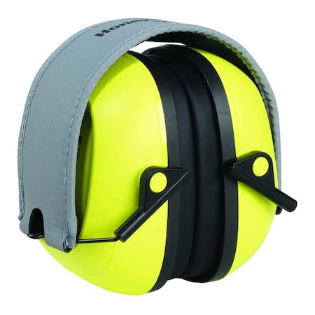 VeriShield Folding Ear Muffs, 27 dB NRR, Passive, General Purpose, Black/Yellow