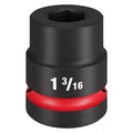 1 in Drive Impact Socket Standard Socket, Black Phosphate, Socket Size 1 3/16", SAE