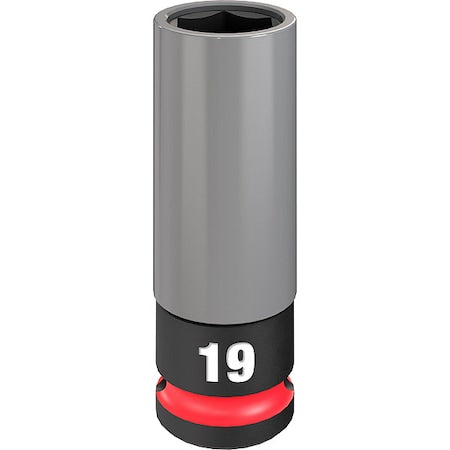1/2 in Drive Lug Nut Wheel Socket Deep Socket, Black Phosphate, Lug Nut Wheel Plastic, 19 mm Sz
