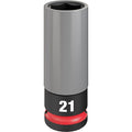 1/2 in Drive Lug Nut Wheel Socket Deep Socket, Black Phosphate, Lug Nut Wheel Plastic, 21 mm Sz