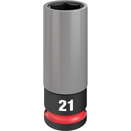 1/2 in Drive Lug Nut Wheel Socket Deep Socket, Black Phosphate, Lug Nut Wheel Plastic, 21 mm Sz