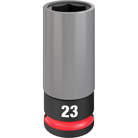 1/2 in Drive Lug Nut Wheel Socket Deep Socket, Black Phosphate, Lug Nut Wheel Plastic, 23 mm Sz