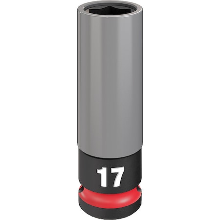 1/2 in Drive Lug Nut Wheel Socket Deep Socket, Black Phosphate, Lug Nut Wheel Plastic, 17 mm Sz