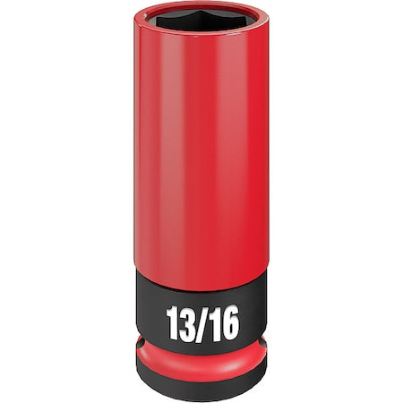 1/2 in Drive Lug Nut Wheel Socket Deep Socket, Black Phosphate, Lug Nut Wheel Plastic, 13/16 in Sz