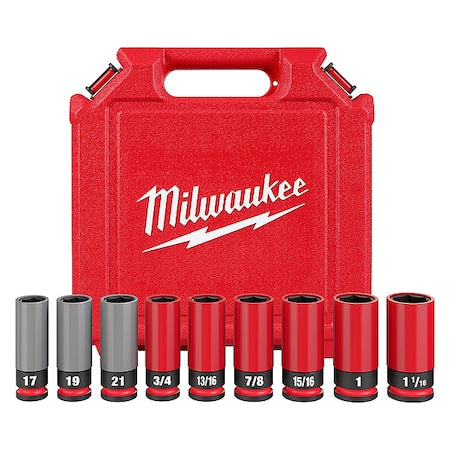 1/2 in Drive Lug Nut Wheel Socket Set, Metric, SAE, 9 pcs