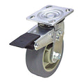 Plate Caster, Swivel, Rubber, 6 1/2"H