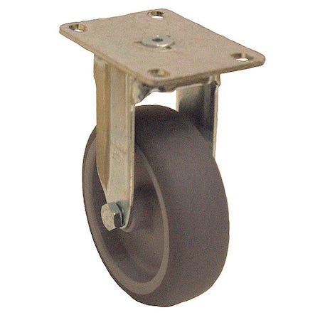 Plate Caster, Rigid, Rubber, 5 3/8"H