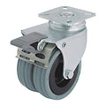 Plate Caster, Swivel, Rubber, 2 13/16"H
