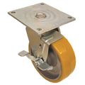 Plate Caster, Swivel, Polyurethane, 9 1/2"H