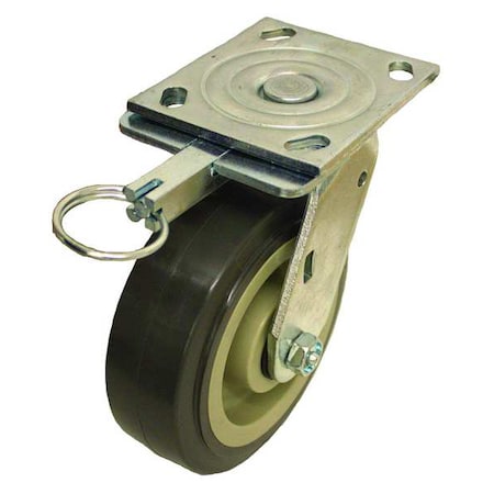 Plate Caster, Swivel, Polyurethane, 6 1/2"H