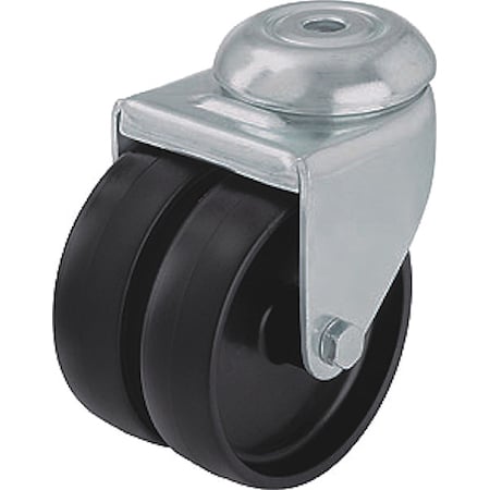 Bolt-Hole Caster, 2"dia, Swivel, Nylon