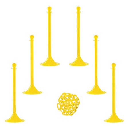 Barrier Post Kit, Yellow, 41 in Post Height, Gloss