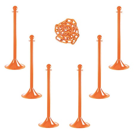 Barrier Post Kit, Safety Orange, 41 in Post Height, Gloss