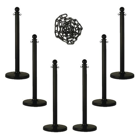 Barrier Post Kit, Black, 40 in Post Height, Gloss