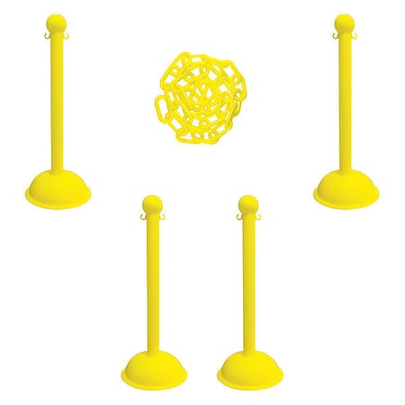 Barrier Post Kit, Yellow, 41 in Post Height, Gloss