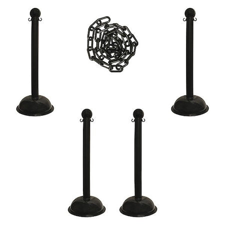 Barrier Post Kit, Black, 41 in Post Height, Gloss