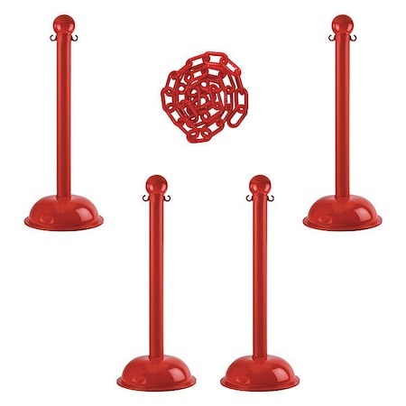 Barrier Post Kit, Red, 41 in Post Height, Gloss
