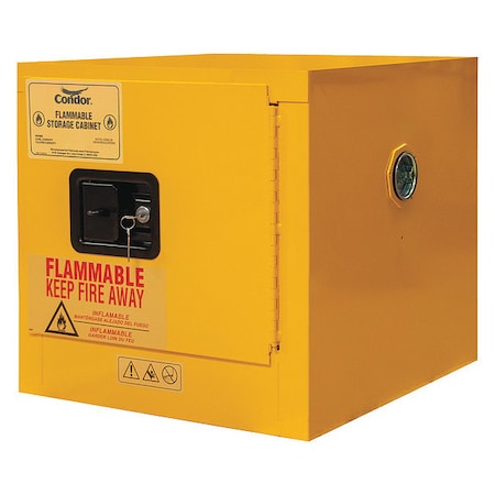 Flammables Safety Cabinet, 18-1/2 in H, 17-3/8 in W, 18-1/8 in D, Yellow, 1 Shelves