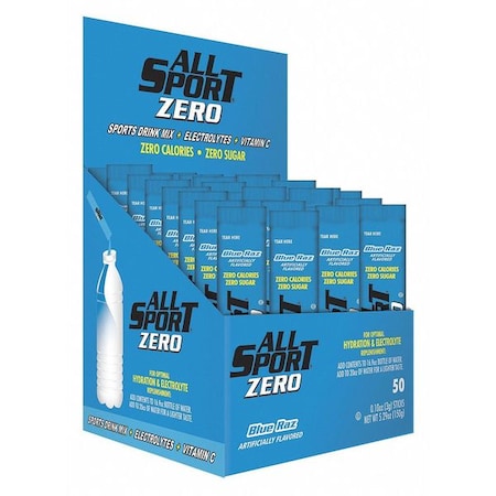 Sports Drink Mix, Blue Raz Flavor, PK50