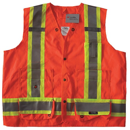 Safety Vest, Orange/Red, 2XL, Snap